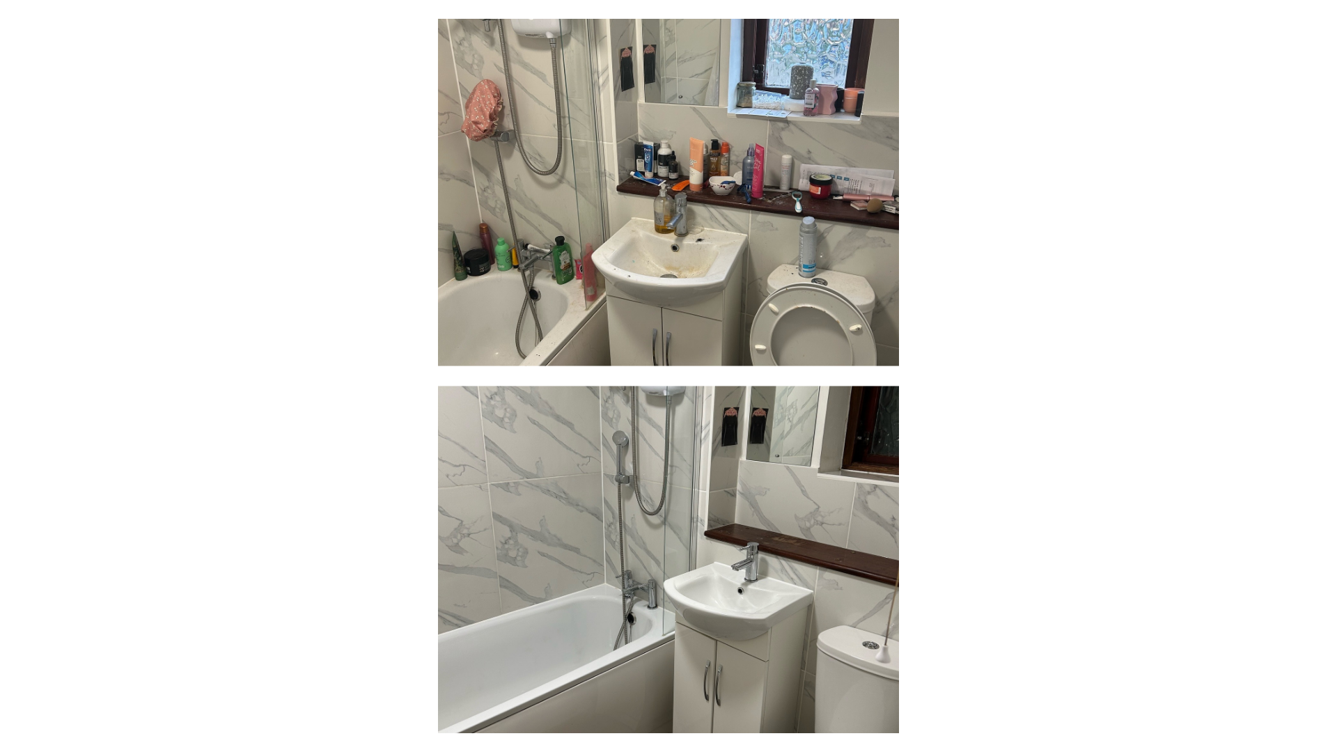 Kitchen before and after end of tenancy clean